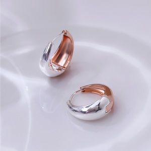 NIB Korean Brand Two-Tone Huggies Earrings